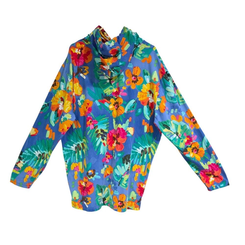 Polo Ralph Lauren Floral Hooded T-Shirt Mens 2XLT Blue Excellent Tropical Print - Picture 8 of 9
